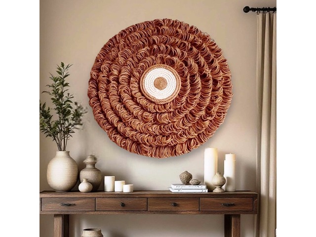 Настінний декор у стилі рустик з джуту, діаметр 60 см