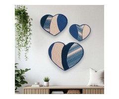 Триптих «Сердечки» в етнічному стилі – настінний декор для дому