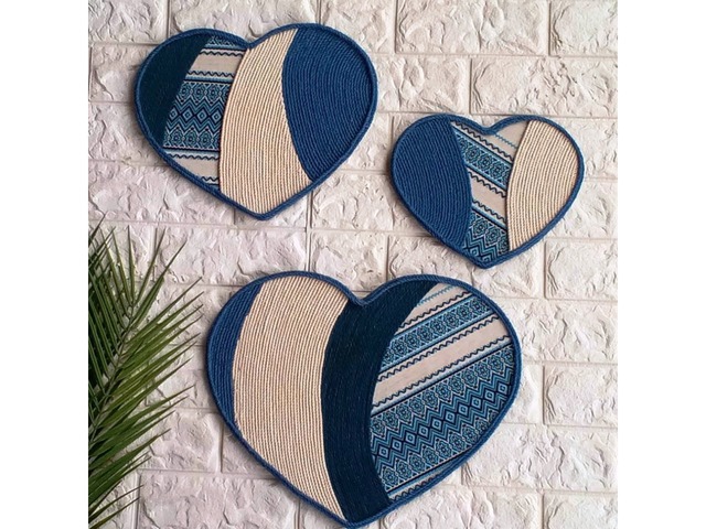 Триптих «Сердечки» в етнічному стилі – настінний декор для дому