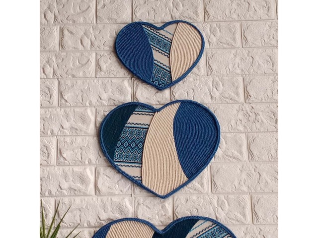 Триптих «Сердечки» в етнічному стилі – настінний декор для дому