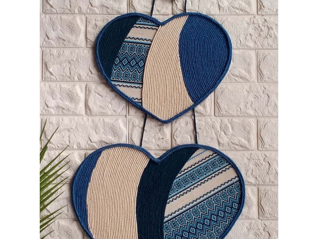 Триптих «Сердечки» в етнічному стилі – настінний декор для дому