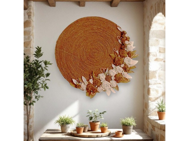 Панно на стіну в стилі рустик з джуту та мішковини, ручна робота