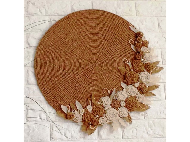 Панно на стіну в стилі рустик з джуту та мішковини, ручна робота