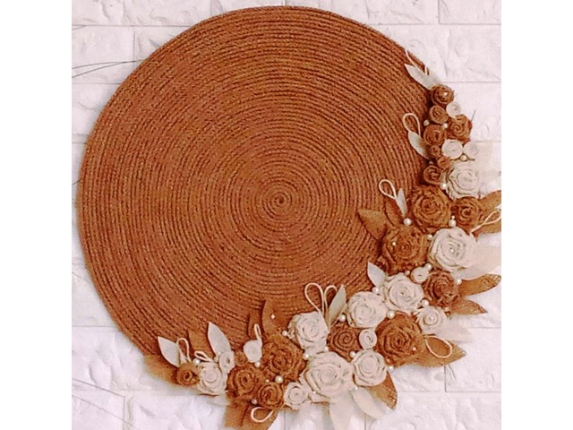 Панно на стіну в стилі рустик з джуту та мішковини, ручна робота