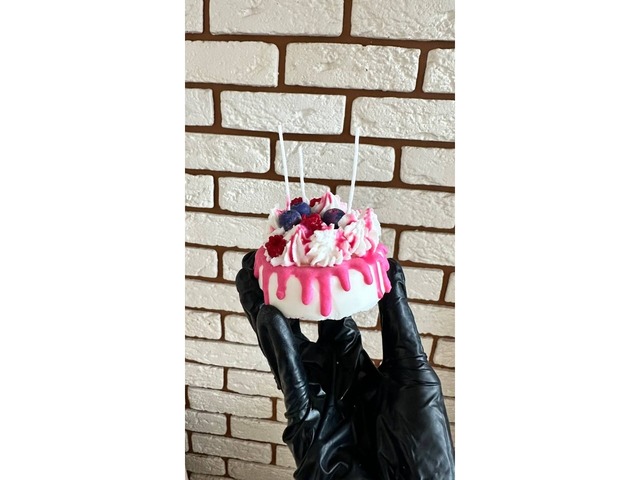 Соєва десертна свічка ручної роботи *Ягідний десерт*