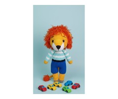 Лев в'язаний, м'яка іграшка, ручна робота