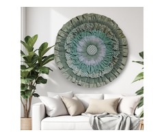 Круглий настінний декор у кольорі шалфей, діаметр 60 см