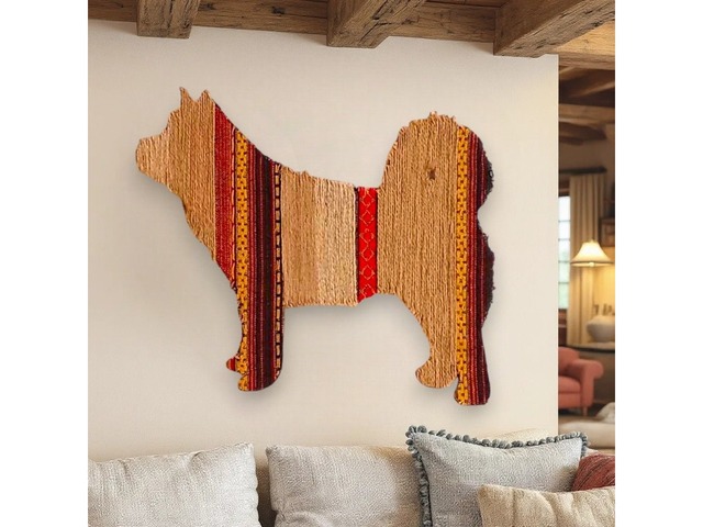 Собачка — настінний декор з джуту в етнічному стилі