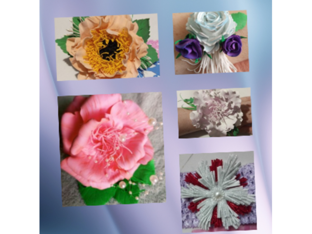 Квітковий браслет, бутон'єрка на руку - фоаміран