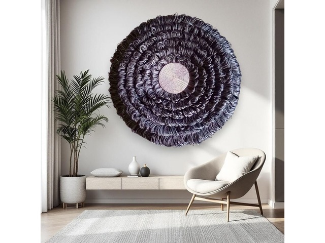 Панно «Сіре коло» з шовкового шнуру