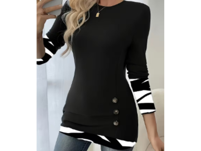 Жіноча футболка, туніка  з довгим рукавом Чорна, нова