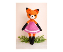 Лисичка в сукні, м'яка іграшка, ручна робота