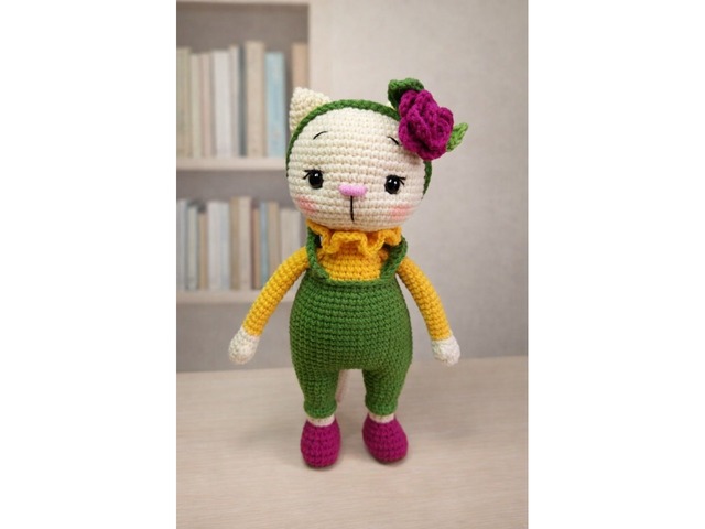 Котик, кішка, м'яка іграшка, ручна робота