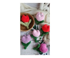 В'язані тюльпани амігурумі брелок підвіска