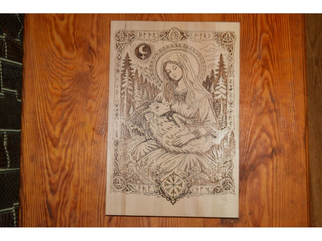 Иродиана деревяная Икона (липа) выжигание по дереву