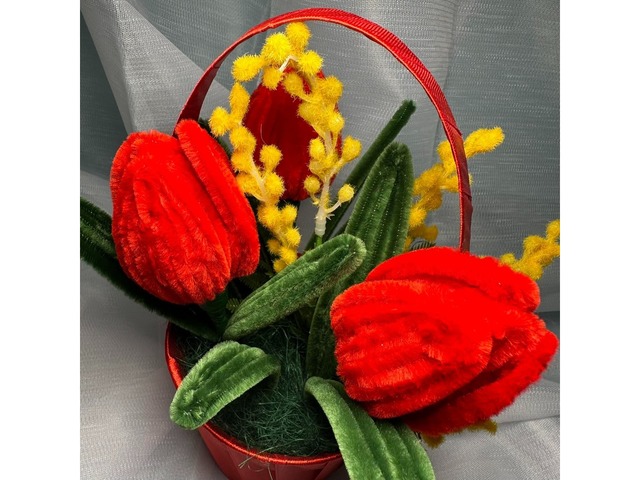 Квіткова композиція з синельного дроту. Подарунок.