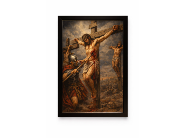 Картина Распятие Христа A4 | арт-принт в рамке | библейская живопись