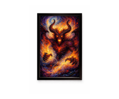 Картина Демон огня A4 | арт-принт в рамке | библейская живопись