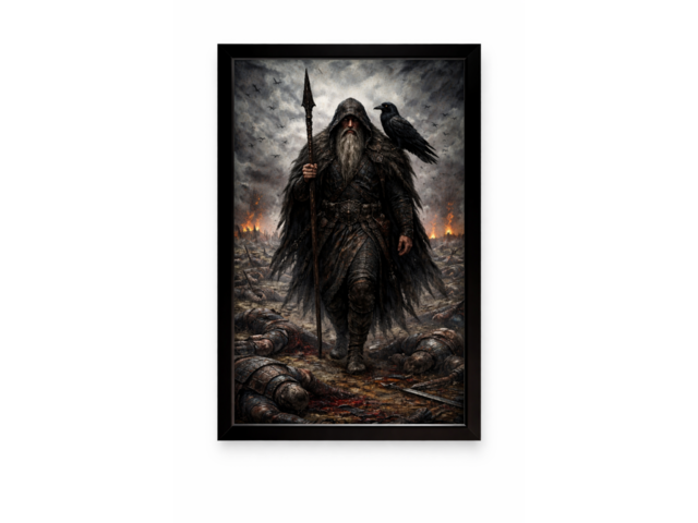 Картина Один — бог войны и мудрости A4 | арт-принт в рамке | библейская живопись