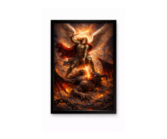 Картина Архангел Михаил — Победа над злом A4 | арт-принт в рамке | библейская живопись