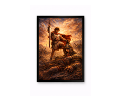 Картина Давид и Голиаф — Победа веры A4 | арт-принт в рамке | библейская живопись