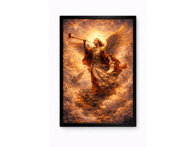 Картина Архангел Гавриил — Небесная труба A4 | арт-принт в рамке | библейская живопись