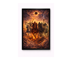 Картина Четыре всадника Апокалипсиса A4 | арт-принт в рамке | библейская живопись