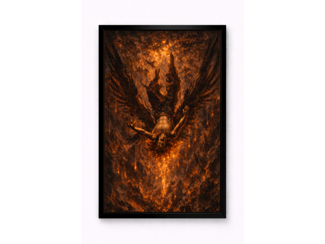 Картина Падение Люцифера | арт-принт A4 в рамке | библейский сюжет