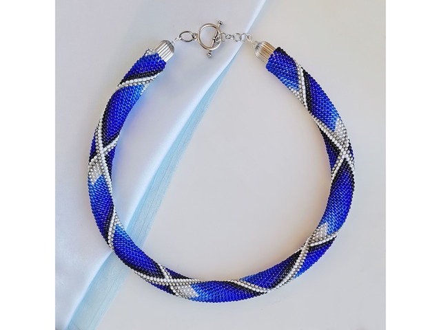 Прикраса із бісеру кольє-джгут "Ультрамарин"