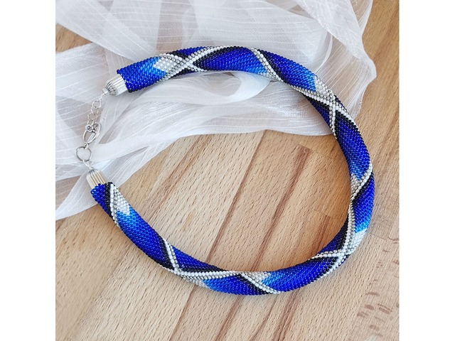 Прикраса із бісеру кольє-джгут "Ультрамарин"