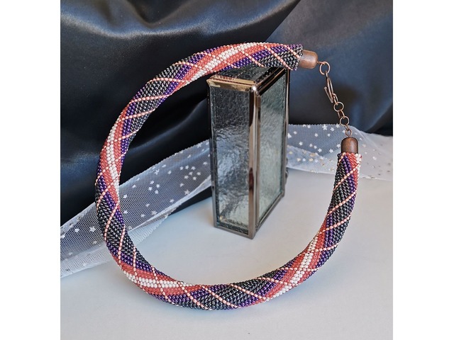 Прикраса із бісеру кольє-джгут "Гранатовий танець"