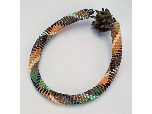 Прикраса із бісеру кольє-джгут "Лісовий вітер"