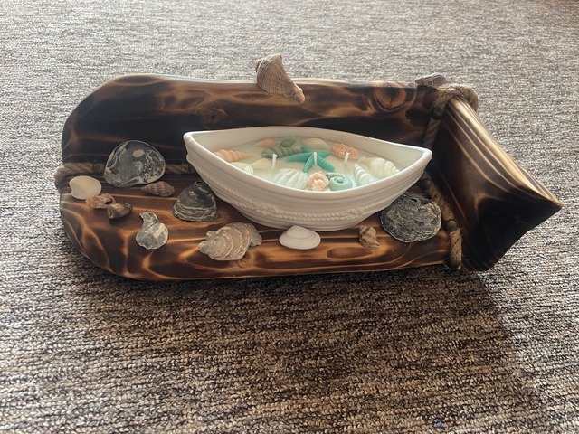 Свічка в човнику “Морський бриз” з мушлями та зіркою