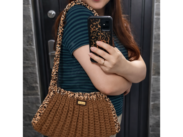 Сумка ручной работы Цвет: кофе + леопард