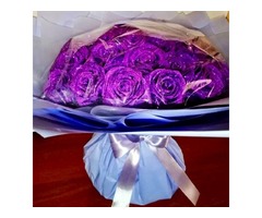 Букет фіолетових троянд з глітером