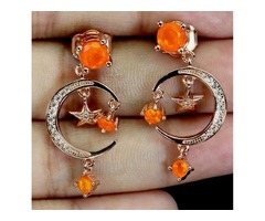 Серьги с натуральными оранжевыми Опалами
