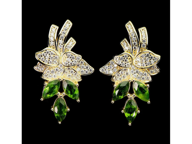 Сережки з натуральними Хром Діопсидами