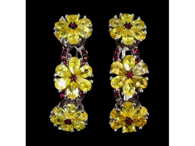 Серьги с натуральными Сапфирами и Рубинами