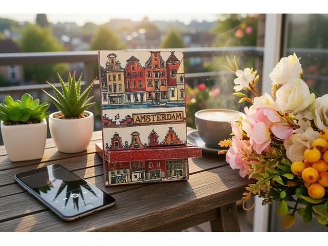 Подставка для телефона «Амстердам» • Декупаж • Ручная работа
