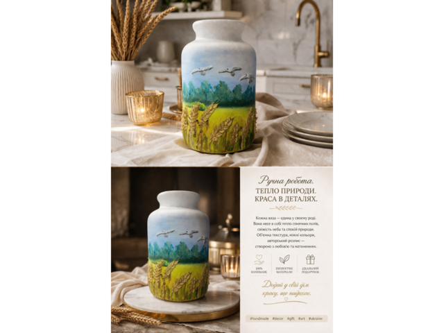 Керамічна ваза з об'ємним декором