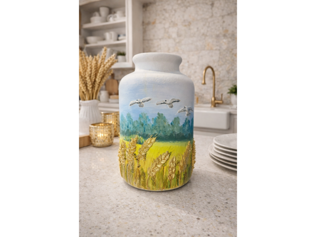 Керамічна ваза з об'ємним декором