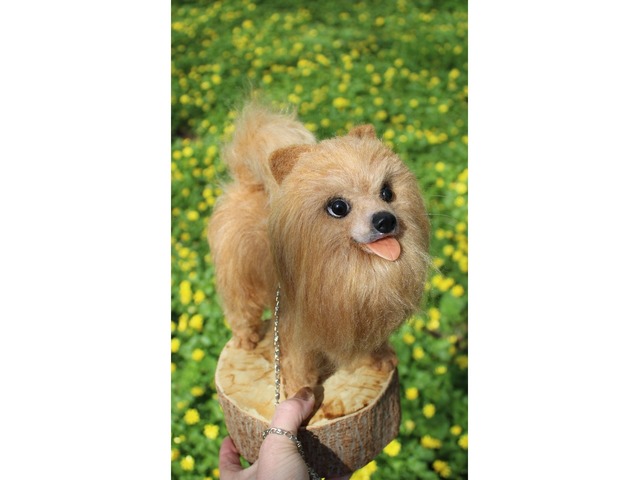 Шпиц собака іграшка валяна з шерсті хендмєйд пес войлочний інтерєрний подарок сувенір