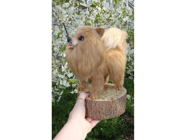 Шпиц собака іграшка валяна з шерсті хендмєйд пес войлочний інтерєрний подарок сувенір