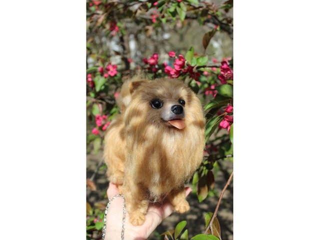 Шпиц собака іграшка валяна з шерсті хендмєйд пес войлочний інтерєрний подарок сувенір