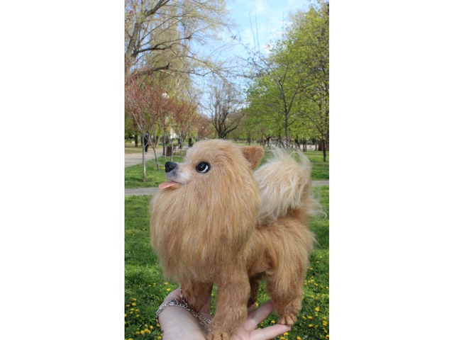 Шпиц собака іграшка валяна з шерсті хендмєйд пес войлочний інтерєрний подарок сувенір