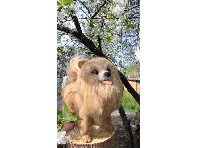 Шпиц собака іграшка валяна з шерсті хендмєйд пес войлочний інтерєрний подарок сувенір