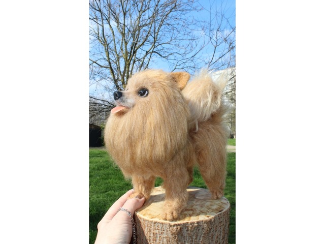 Шпиц собака іграшка валяна з шерсті хендмєйд пес войлочний інтерєрний подарок сувенір