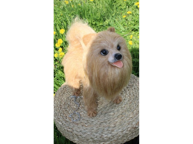 Шпиц собака іграшка валяна з шерсті хендмєйд пес войлочний інтерєрний подарок сувенір