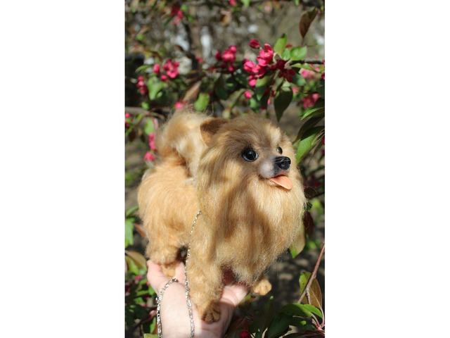 Шпиц собака іграшка валяна з шерсті хендмєйд пес войлочний інтерєрний подарок сувенір