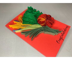 Квілінг листівка “Tropical Congratulations” з об’ємними квітами ручної роботи